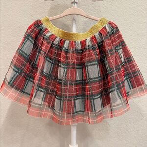 Charming Plaid Skirt for Kids in Red and Gold